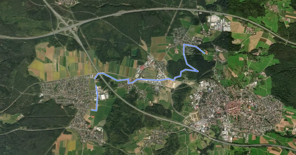 Маршрут Landkreislauf Nürnberger Land 2010 Etappe 2 на спутниковом снимке