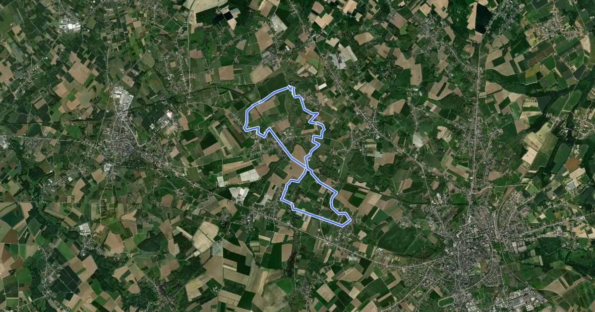 Маршрут Landschapswandeling Jesseren/Zammelen Gele streep на спутниковом снимке