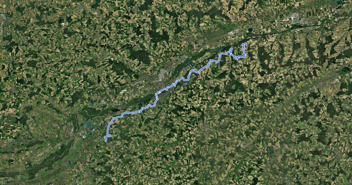 Маршрут Landshuter Höhenwanderweg на спутниковом снимке