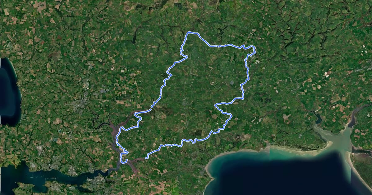 Маршрут Landsker Borderlands Trail на спутниковом снимке