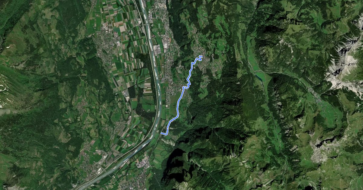 Маршрут Landstrasse-Saege - Forst - Triesenberg на спутниковом снимке