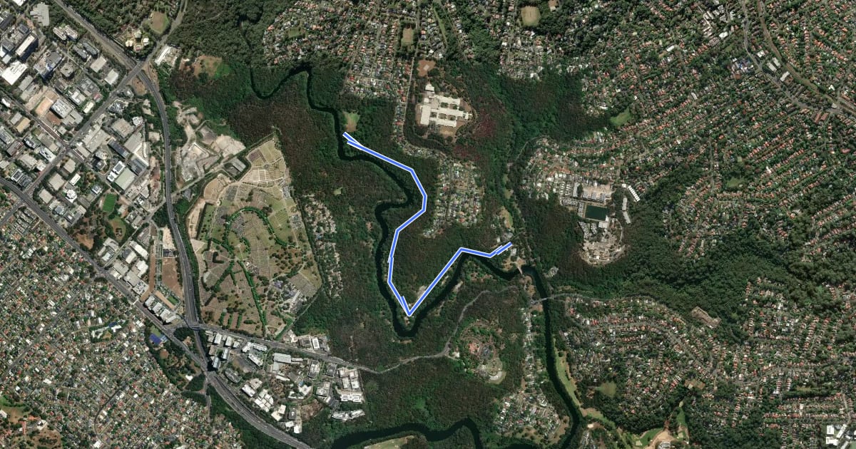 Маршрут Lane Cove National Park Heritage Walk на спутниковом снимке