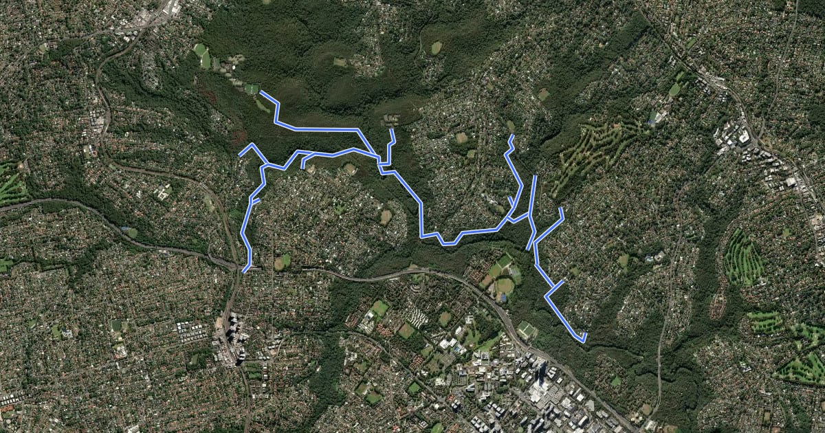 Маршрут Lane Cove Valley Mtb на спутниковом снимке