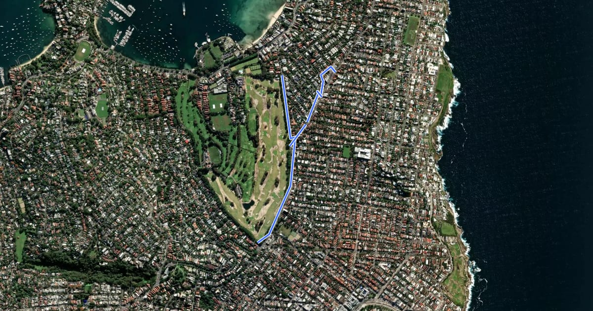 Маршрут Lanes Alternative to Old South Head Road на спутниковом снимке