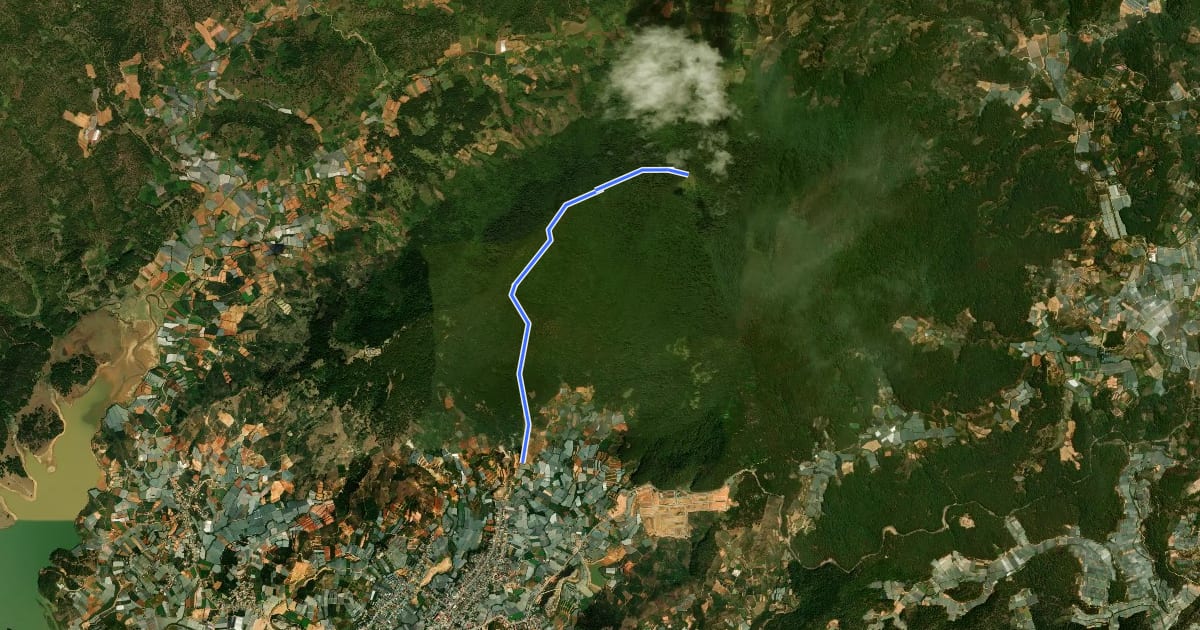 Маршрут Lang Biang Peak на спутниковом снимке