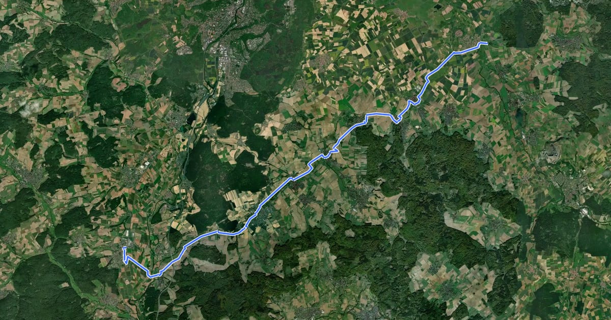 Маршрут Lange Hessen Radweg на спутниковом снимке
