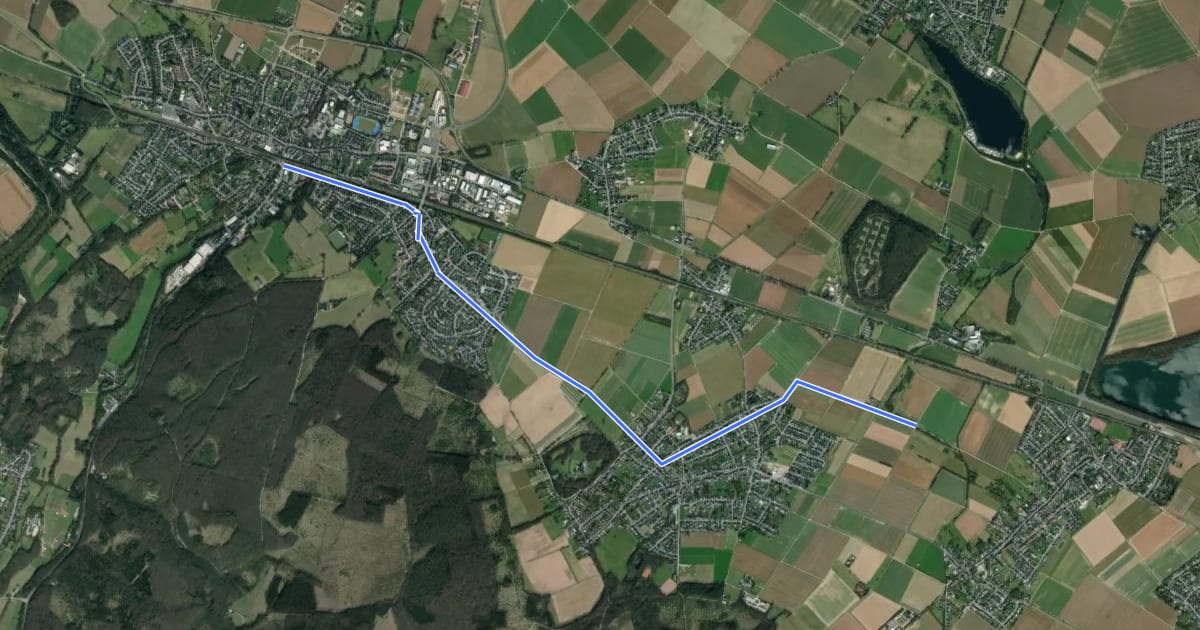 Маршрут Langerwehe (42) - Düren (44) на спутниковом снимке