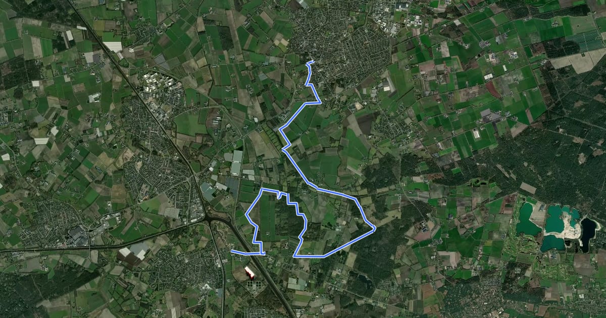 Маршрут Langs de Brabantse Aa route 8: 't Guldenland-Gemert на спутниковом снимке