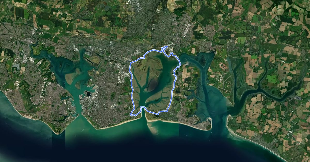 Маршрут Langstone Harbour Waterside Route на спутниковом снимке
