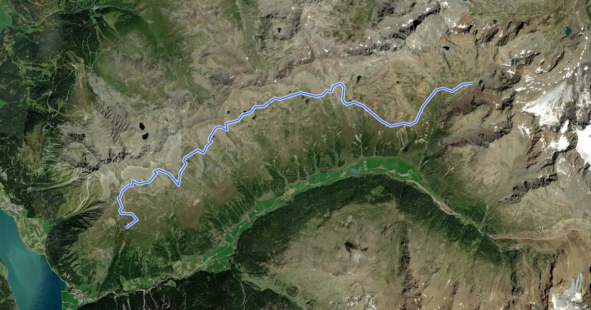 Маршрут Langtauferer Höhenweg на спутниковом снимке