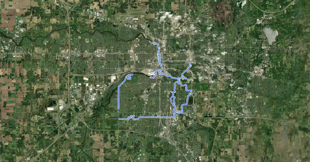 Маршрут Lansing River Trail на спутниковом снимке