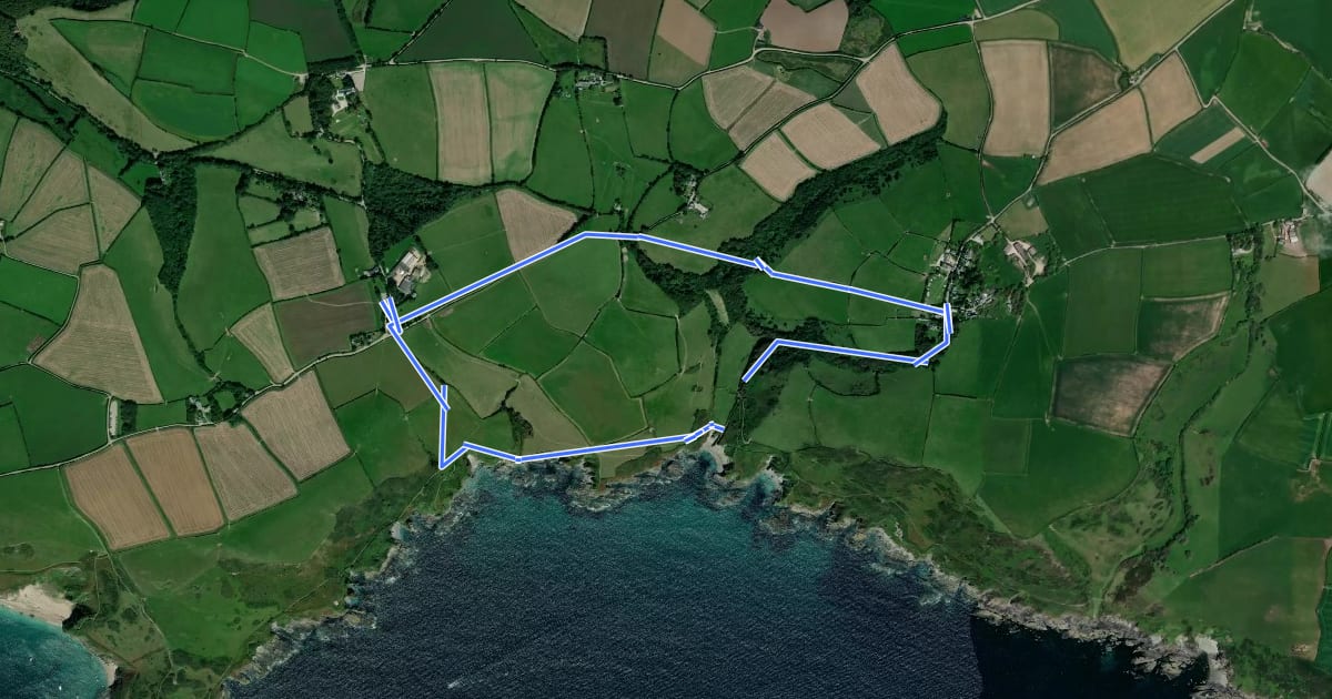 Маршрут Lantivet and Lansallos walk, Mid and SE Cornwall на спутниковом снимке