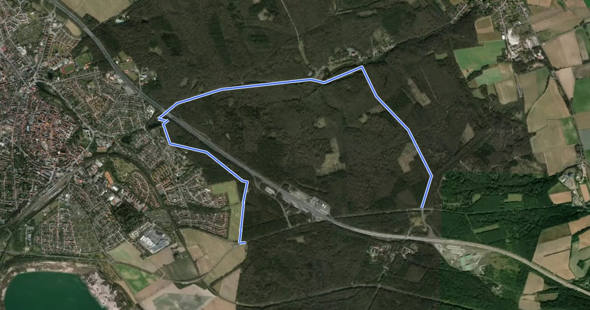 Маршрут Lappwald Rundwanderweg 1 на спутниковом снимке
