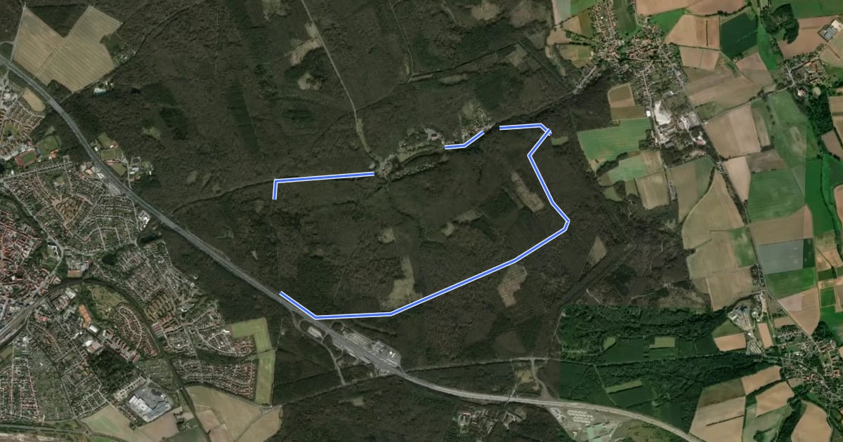 Маршрут Lappwald Rundwanderweg 2 на спутниковом снимке