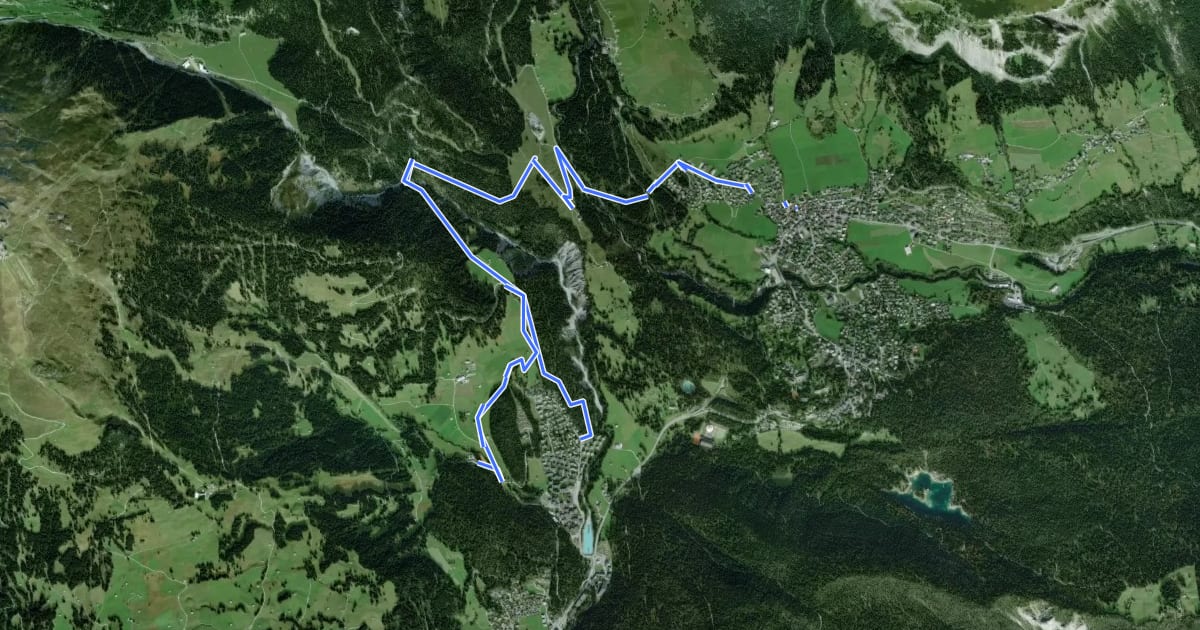Маршрут Larnags-Runca-Flims на спутниковом снимке