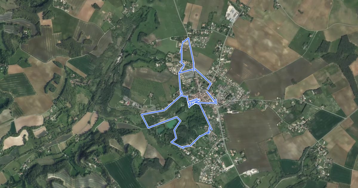 Маршрут Laroque-Timbaut, sur les pas de Roland - 5km на спутниковом снимке