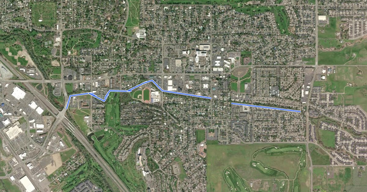 Маршрут Larson Creek Greenway на спутниковом снимке