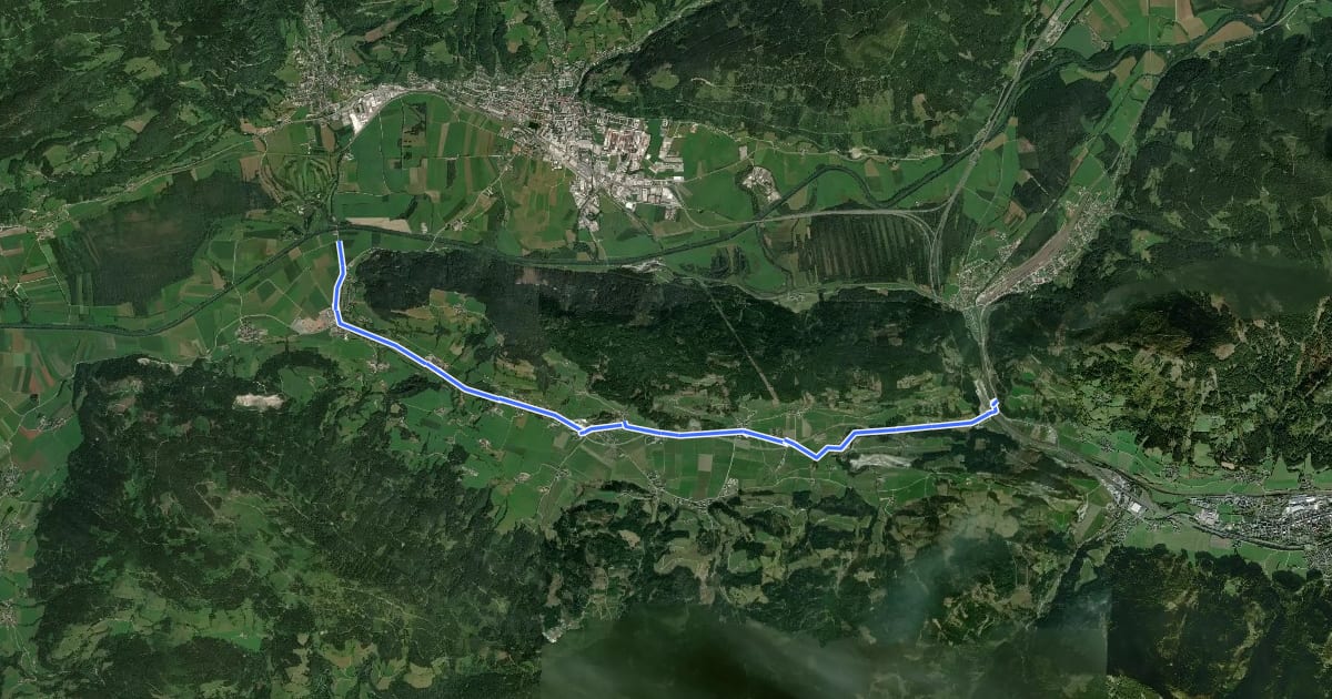 Маршрут Lassing Radweg на спутниковом снимке