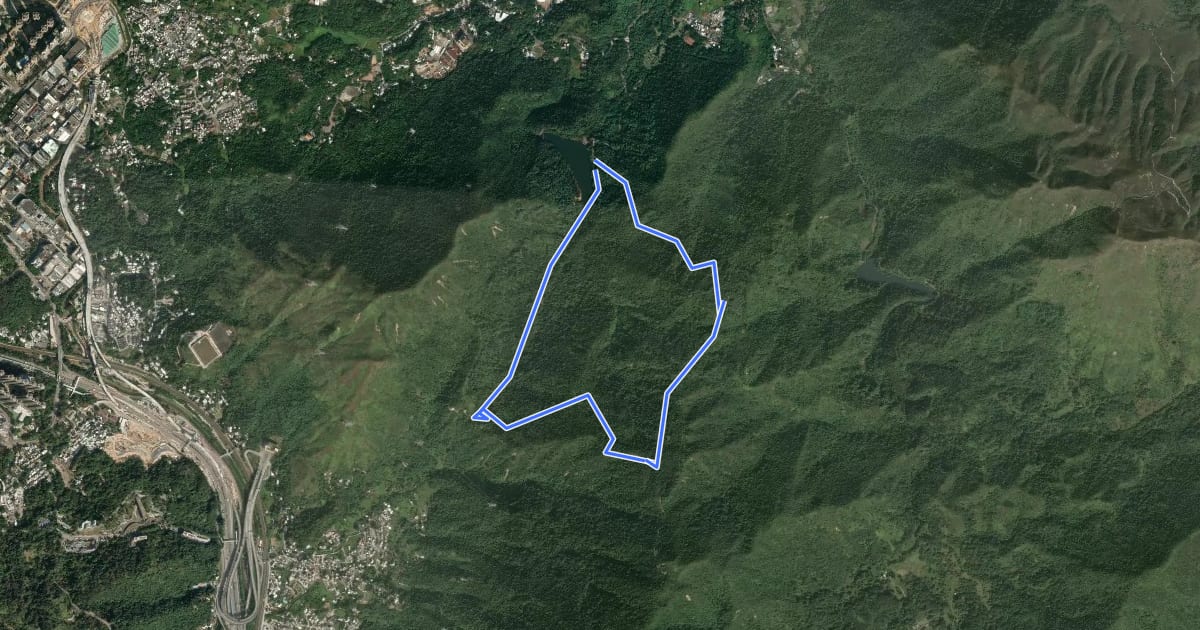 Маршрут 流水嚮郊遊徑 Lau Shui Heung Country Trail на спутниковом снимке