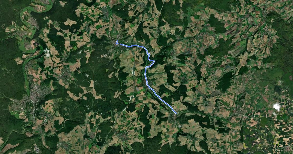 Маршрут Lauertal Radwanderweg на спутниковом снимке