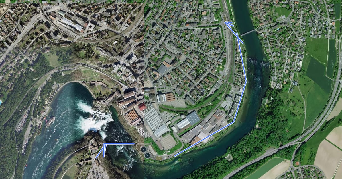 Маршрут Laufen Rheinfall - Neuhausen SBB на спутниковом снимке
