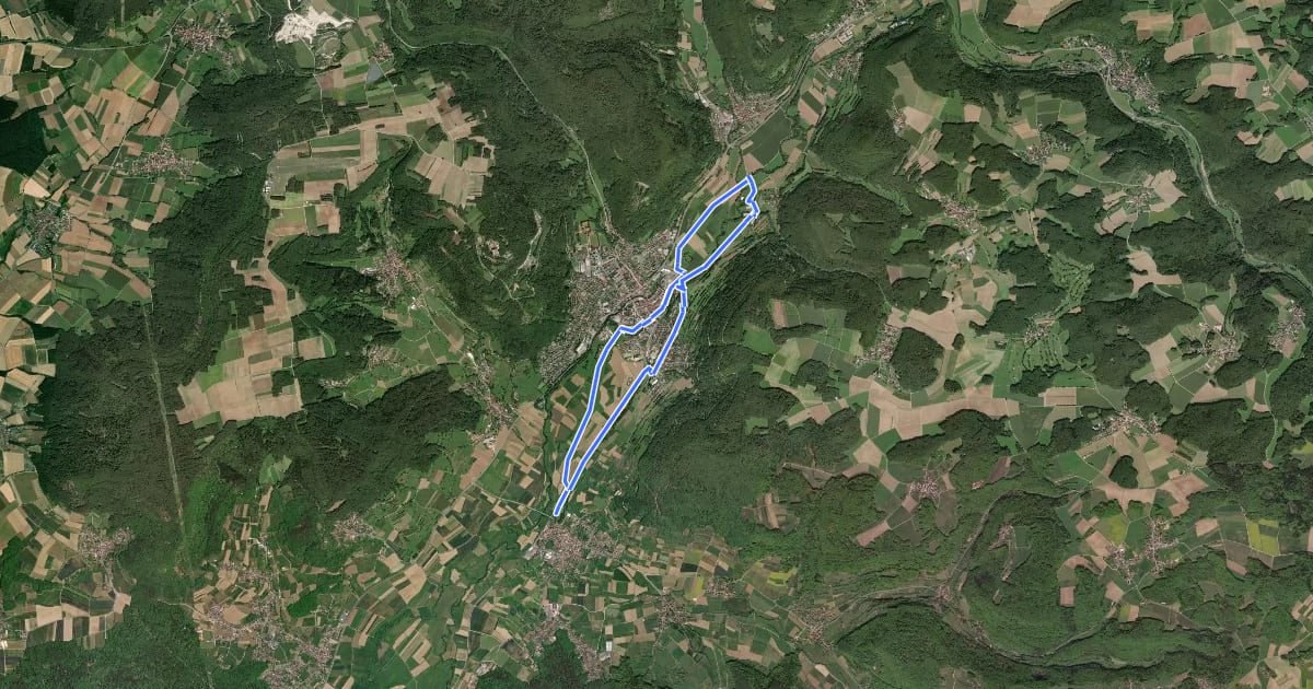 Маршрут Lauferlebnis Fränkische Schweiz W2 на спутниковом снимке