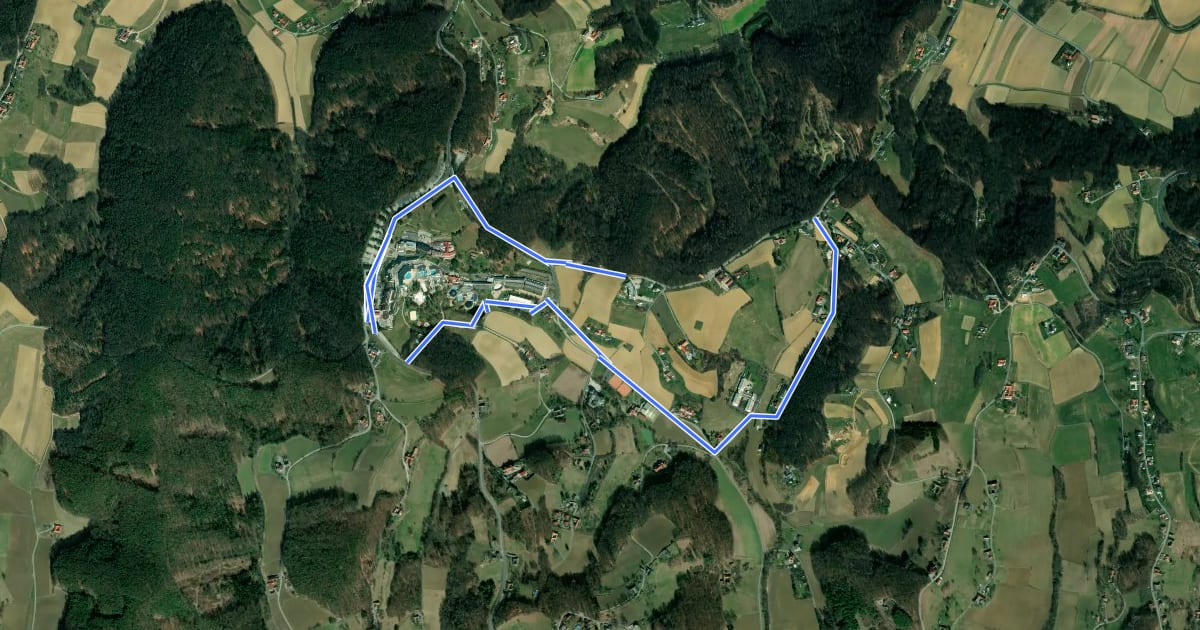 Маршрут Laufstrecke Hotel Runde (orange) на спутниковом снимке