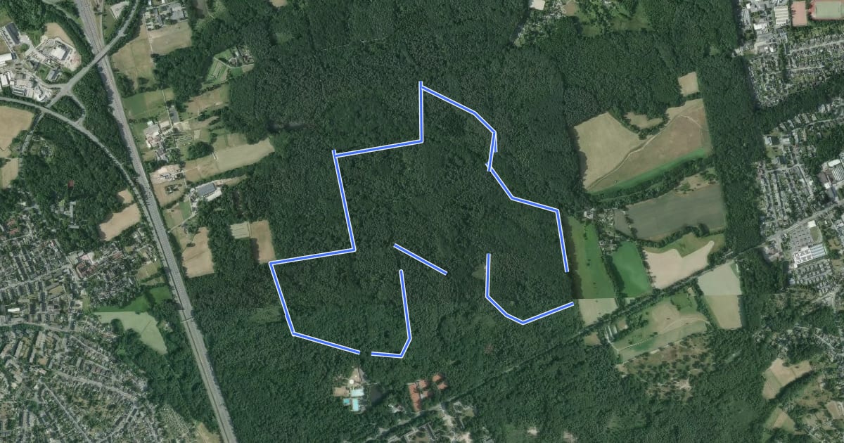 Маршрут Laufstrecke Kaninchen (Hildener Stadtwald) на спутниковом снимке