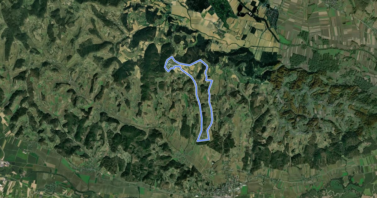 Маршрут Laufstrecke Panorama Runde (schwarz) на спутниковом снимке
