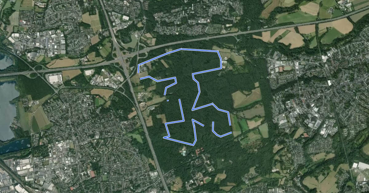 Маршрут Laufstrecke Reh (Hildener Stadtwald) на спутниковом снимке