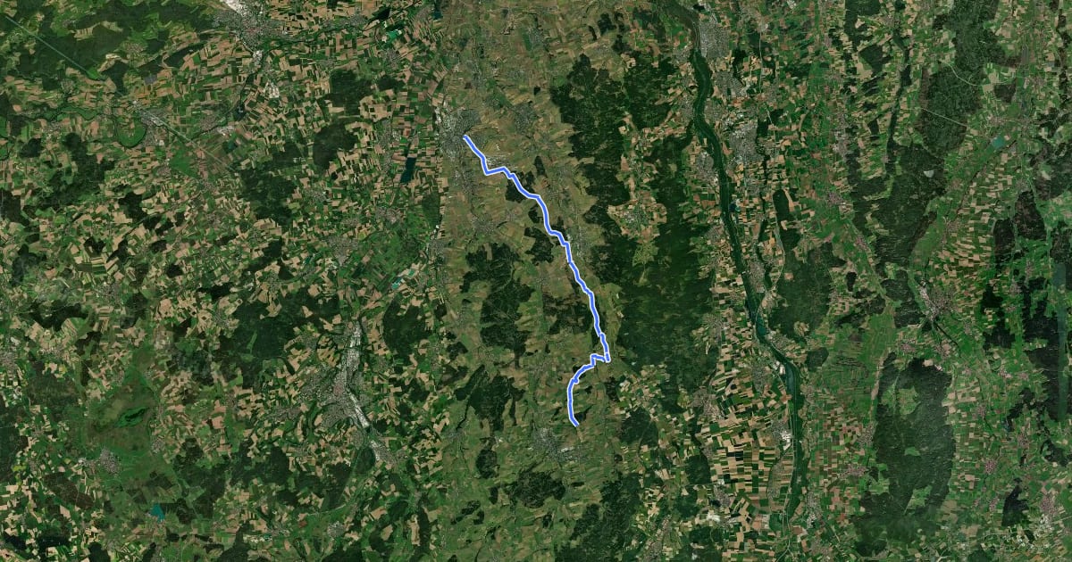 Маршрут Laupheim - Ochsenhausen на спутниковом снимке