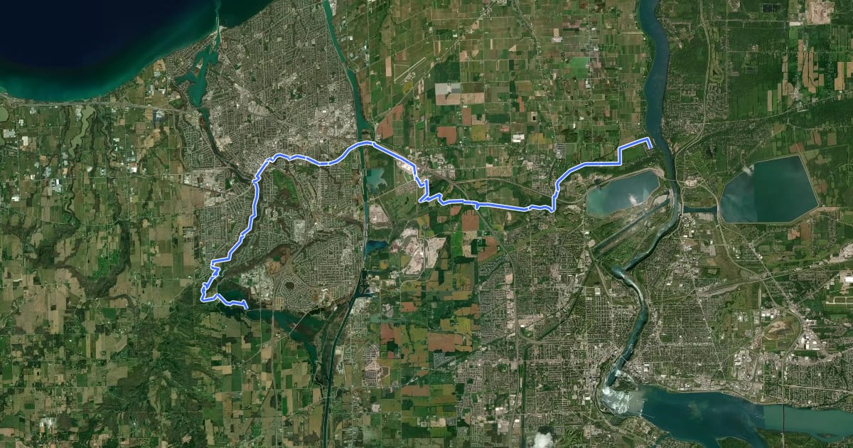 Маршрут Laura Secord Legacy Trail на спутниковом снимке