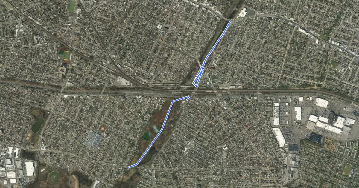 Маршрут Laurelton Greenway на спутниковом снимке