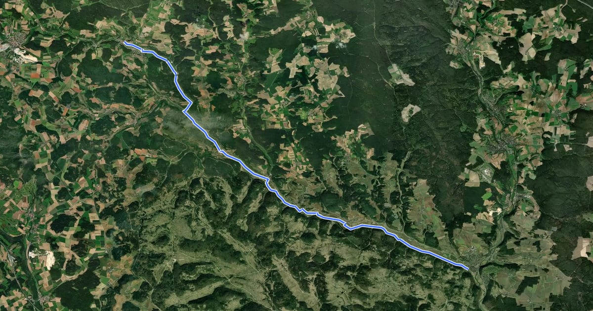 Маршрут Lauterachtal-Radweg на спутниковом снимке