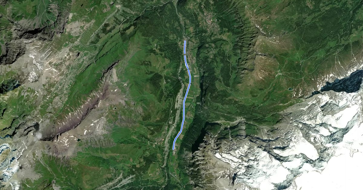 Маршрут Lauterbrunnen - Schilthornbahn на спутниковом снимке