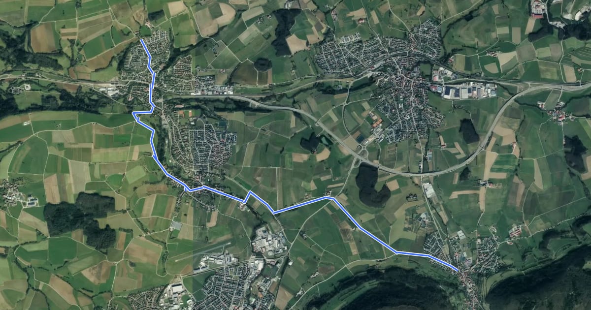 Маршрут Lautern - Böbingen на спутниковом снимке