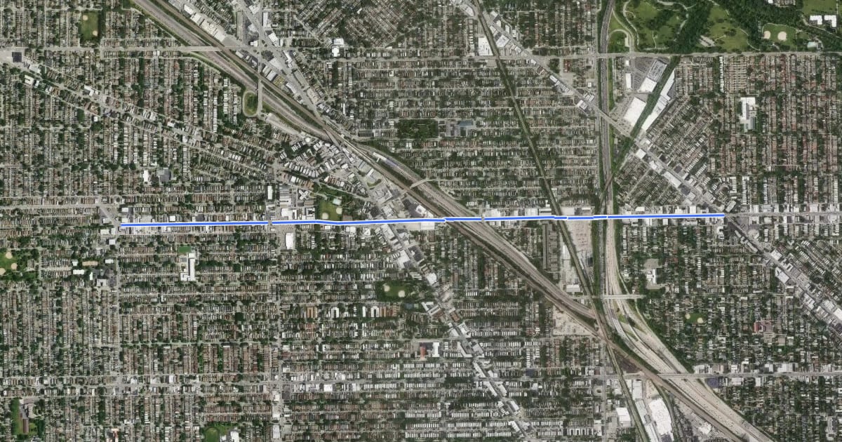 Маршрут Lawrence Avenue на спутниковом снимке