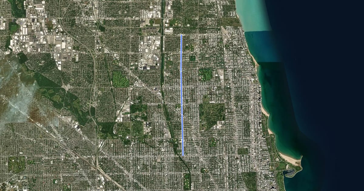 Маршрут Lawrence Avenue - Evanston на спутниковом снимке