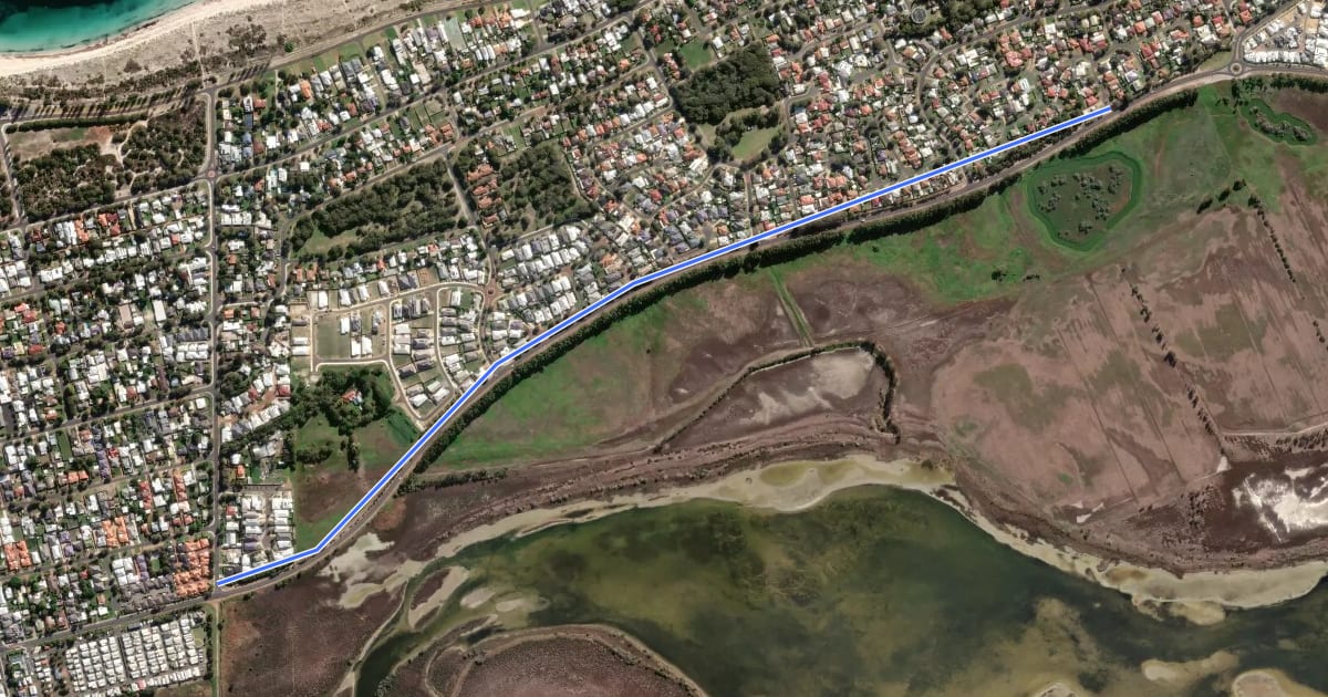 Маршрут Layman Road Shared Path на спутниковом снимке
