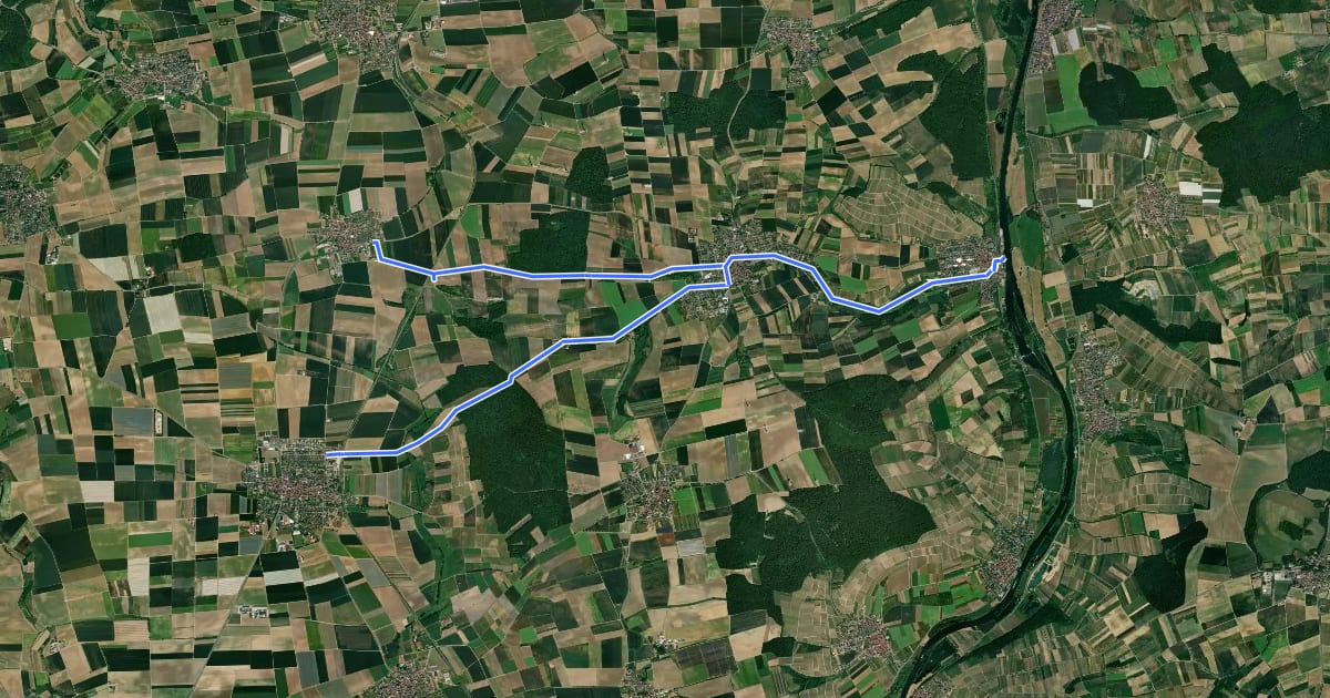 Маршрут LCN Schwanfeld, Wipfeld, Opferbaum, Bergtheim на спутниковом снимке