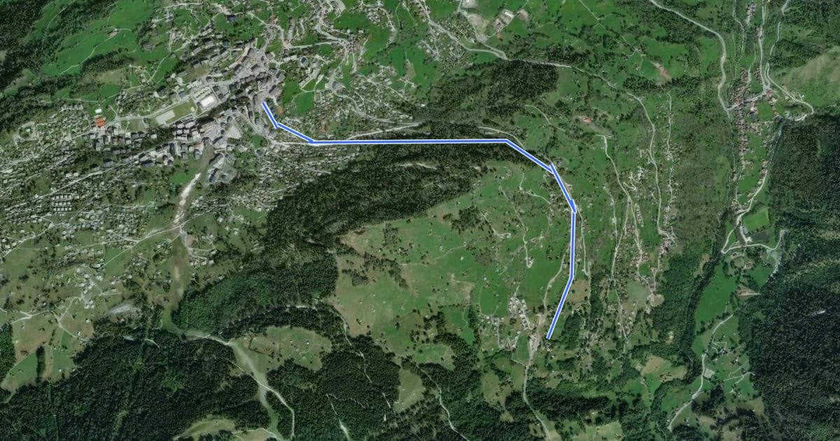 Маршрут Le Bleusy - Haute-Nendaz на спутниковом снимке