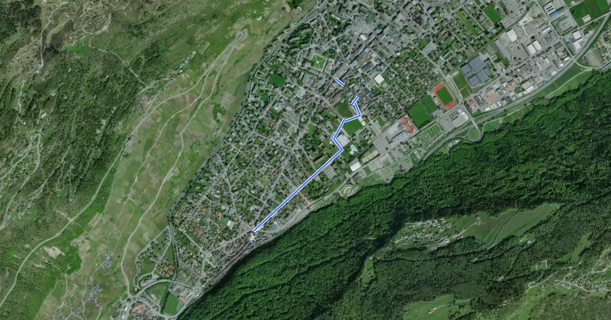Маршрут Le Bourg > Martigny - Place Centrale на спутниковом снимке