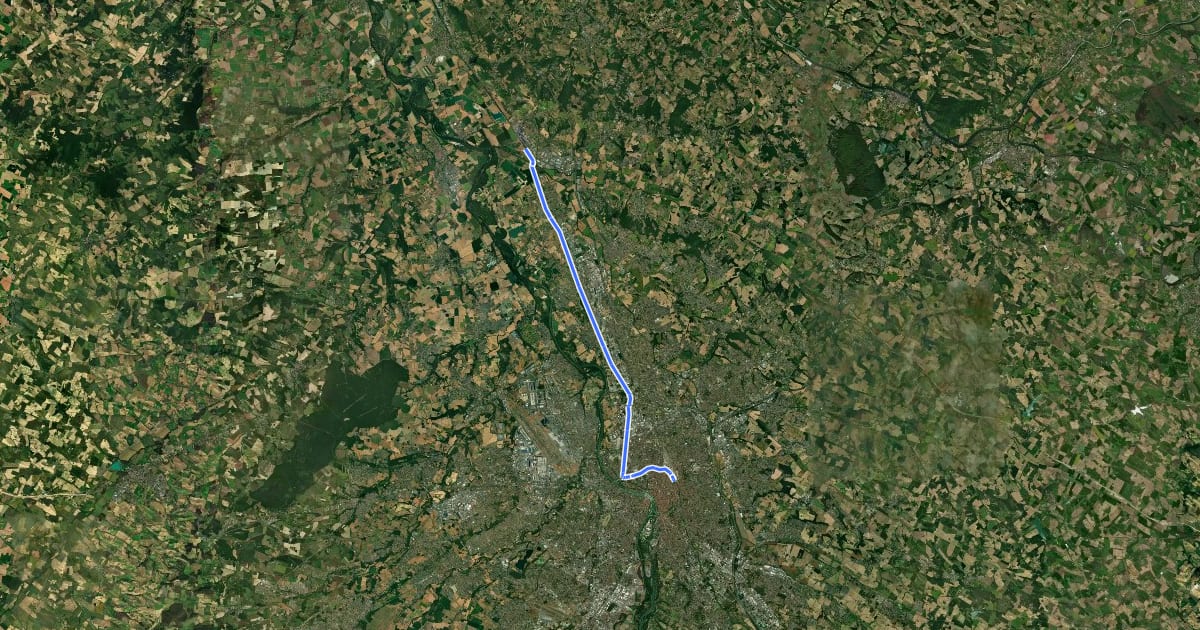 Маршрут Le canal de Garonne à vélo : Castelnau-d'Estrétefonds / Toulouse на спутниковом снимке