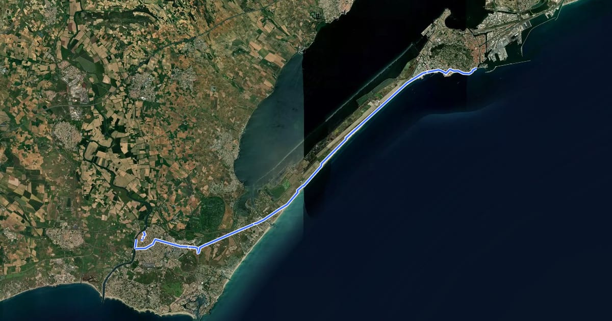 Маршрут Le Canal du Midi à vélo : Agde / Sète на спутниковом снимке