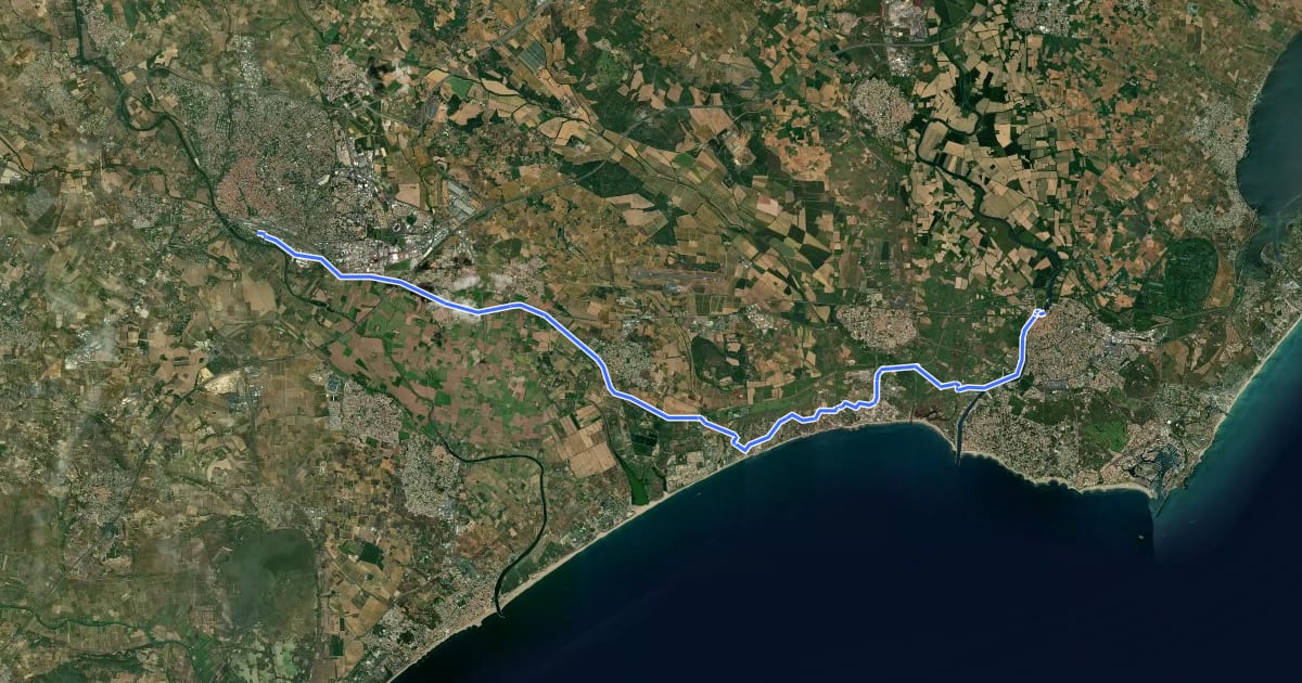 Маршрут Le Canal du Midi à vélo : Béziers / Agde на спутниковом снимке