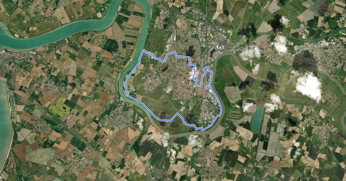 Маршрут Le Chemin de Charente на спутниковом снимке