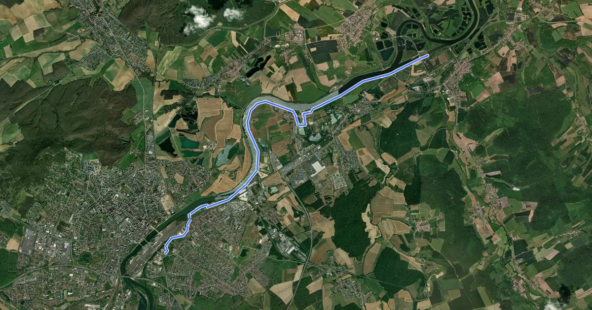 Маршрут Le Chemin de la Moselle - Kœnigsmacker - Thionville via rive droite Moselle на спутниковом снимке