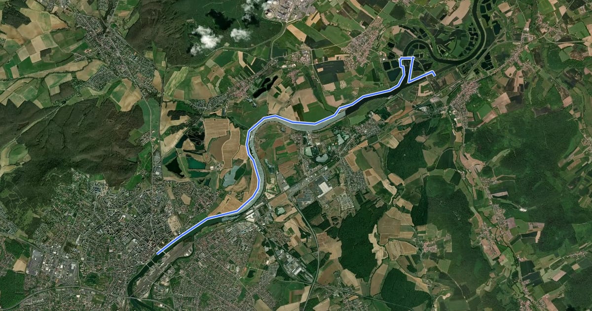 Маршрут Le Chemin de la Moselle - Kœnigsmacker - Thionville via rive gauche Moselle на спутниковом снимке