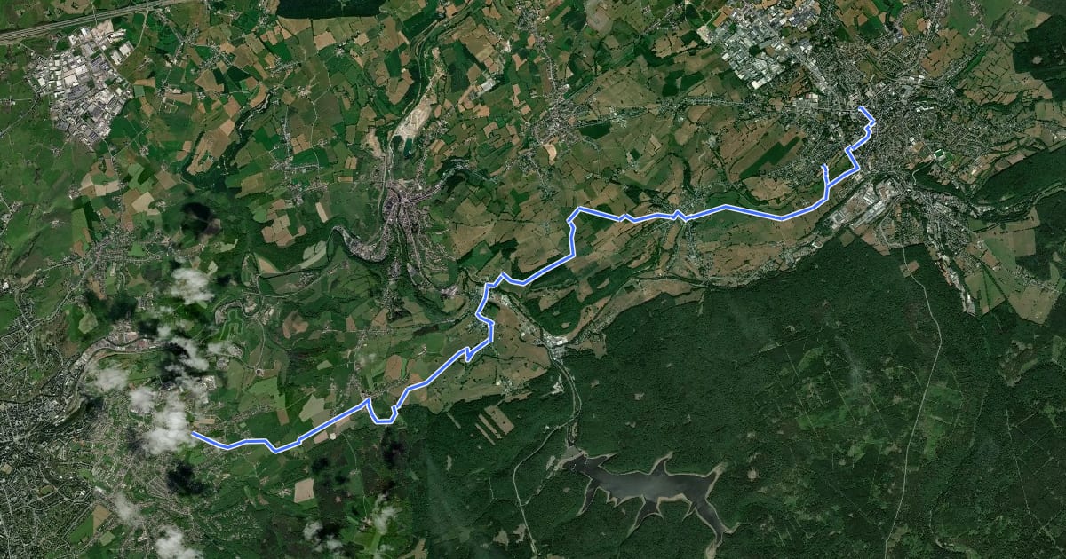 Маршрут Le Chemin des Échaliers (Verviers-Eupen) на спутниковом снимке