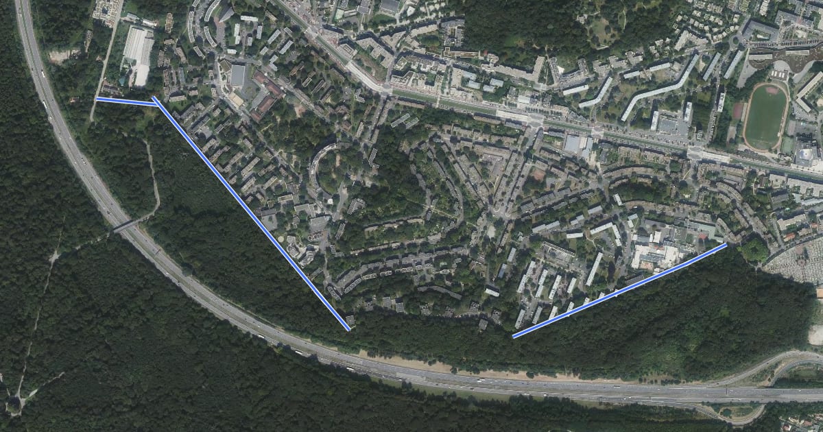 Маршрут Le Chemin Sylvestre на спутниковом снимке